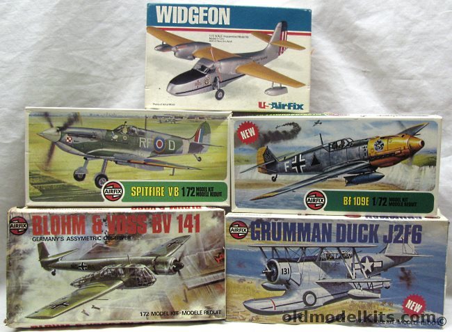 Airfix 1/72 02046-2 Spitfire / 02048-8 Bf-109E / 03014-8 Bv-144 / 10030 Widgeon / 03031-3 Grumman Duck plastic model kit